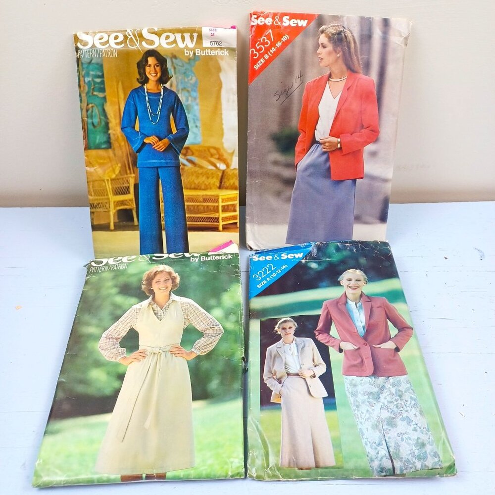 Vintage See & Sew Sewing Patterns For Womens Clothing Sizes 14 & Multi-Size Uncu